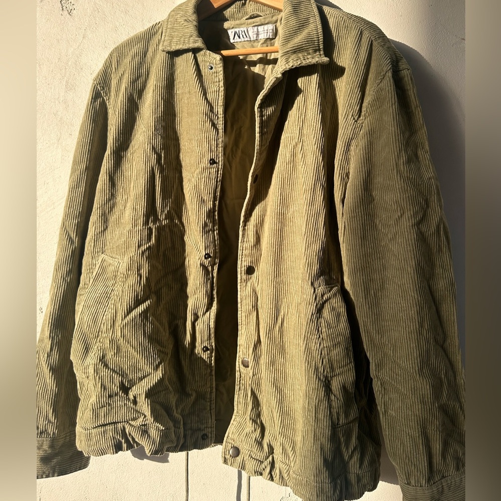 Zara Olive Green Corduroy Winter Coat